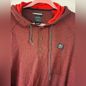 RVCA Men's Maroon Hoodie Sweatshirt